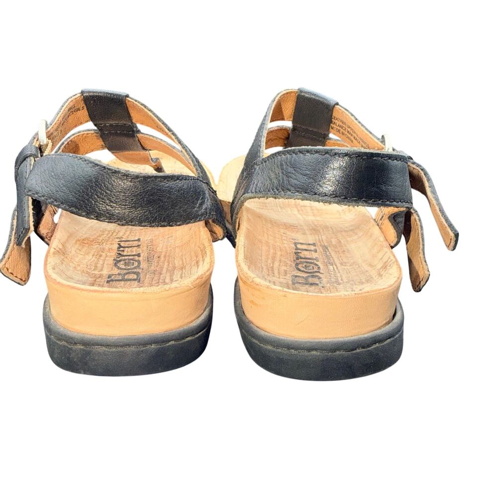Born Black Leather T Strap Thong Sandals Women’s 7M Comfort Cork - Picture 5 of 14